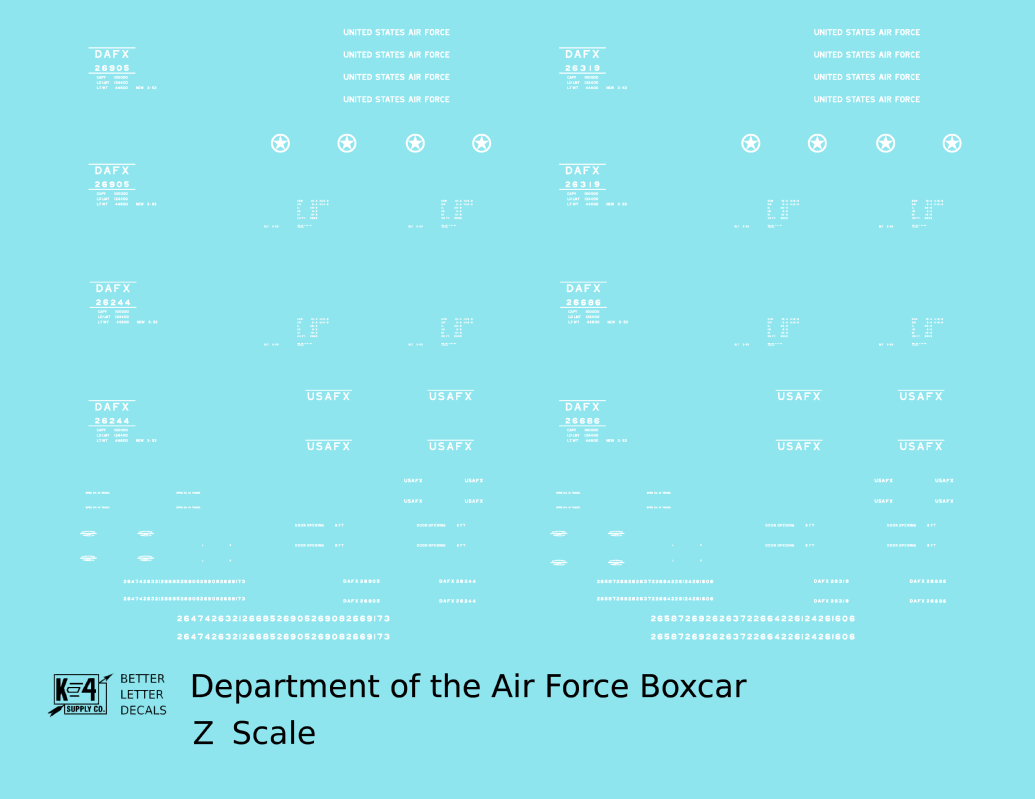 USAF Department Of the Air Force 40 Ft Steel Boxcar White