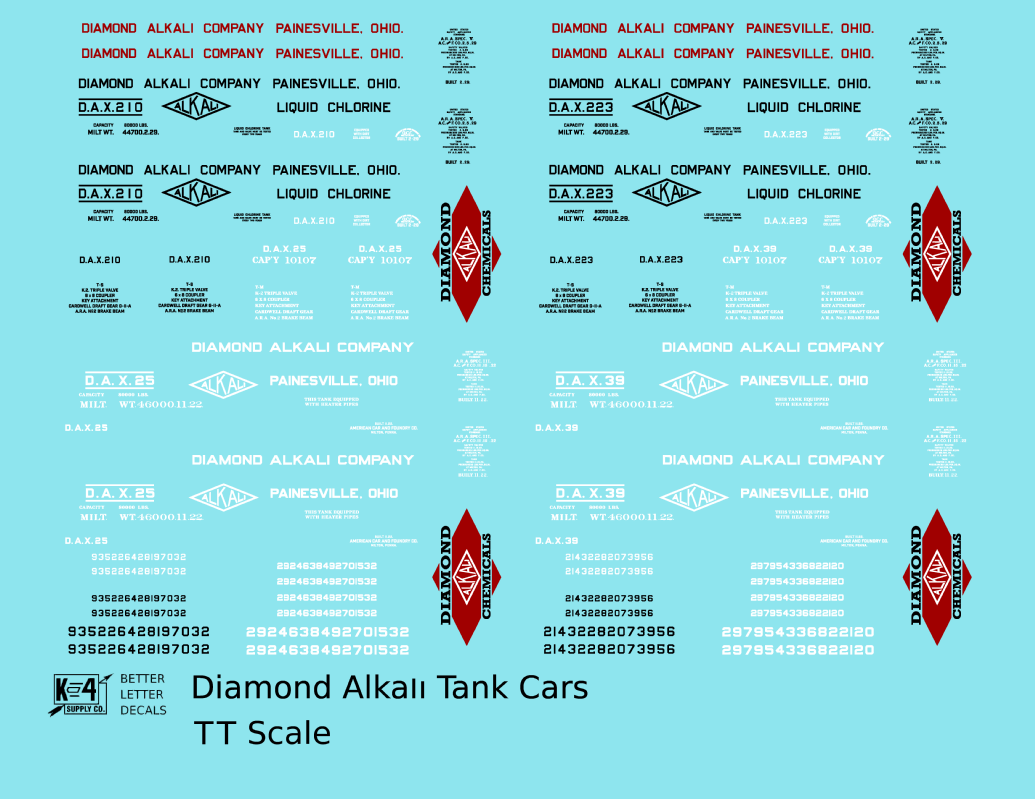 Diamond Alkali Chemicals Tank Car Black, White and Red Painesville