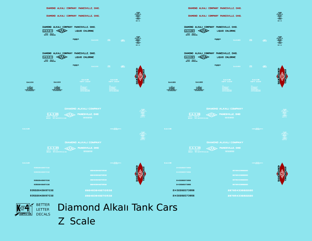 Diamond Alkali Chemicals Tank Car Black, White and Red Painesville