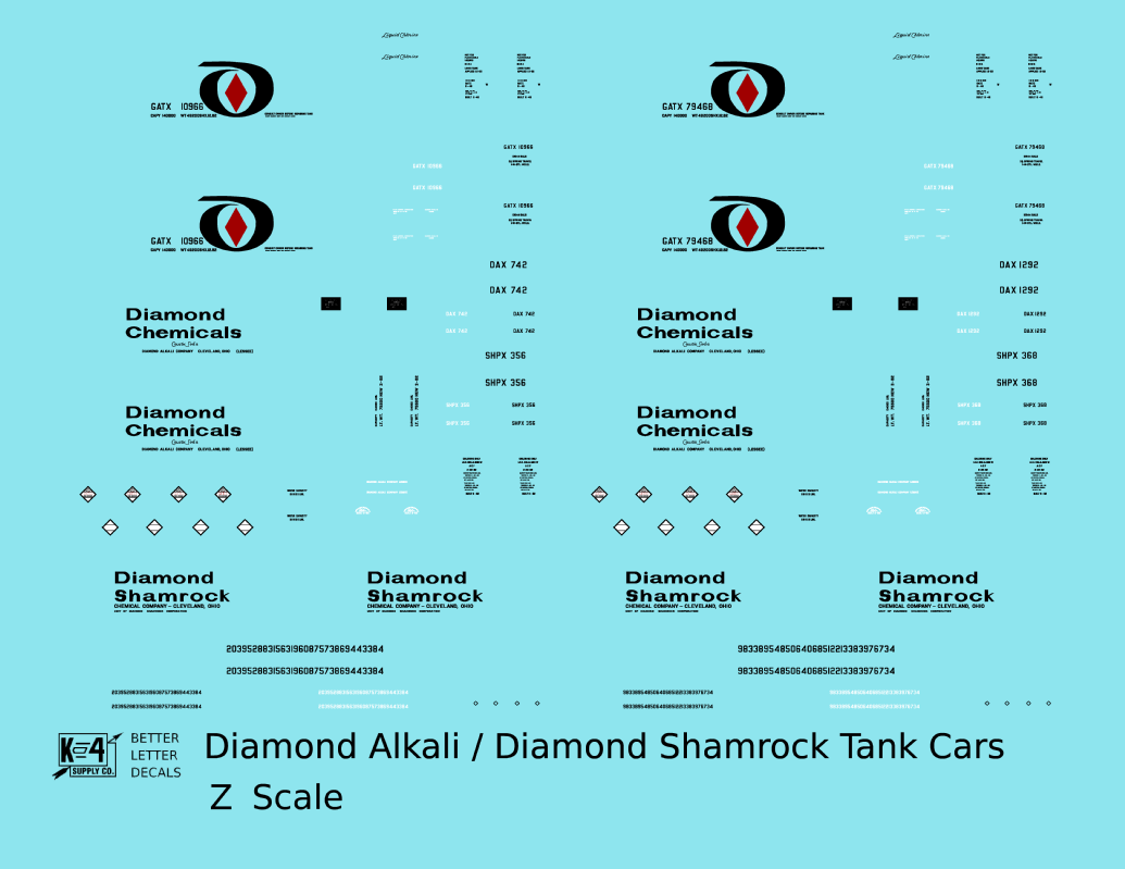 Diamond Alkali Chemicals Tank Car Black and Red Shamrock