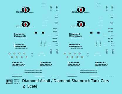 Diamond Alkali Chemicals Tank Car Black and Red Shamrock