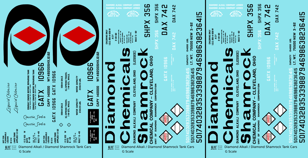 Diamond Alkali Chemicals Tank Car Black and Red Shamrock