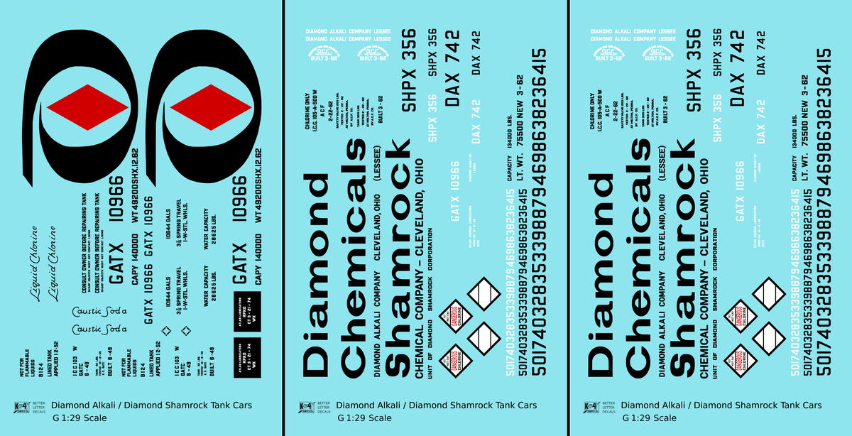 Diamond Alkali Chemicals Tank Car Black and Red Shamrock