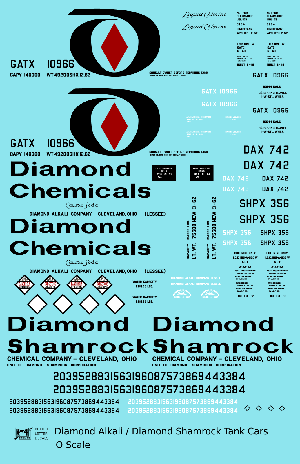 Diamond Alkali Chemicals Tank Car Black and Red Shamrock