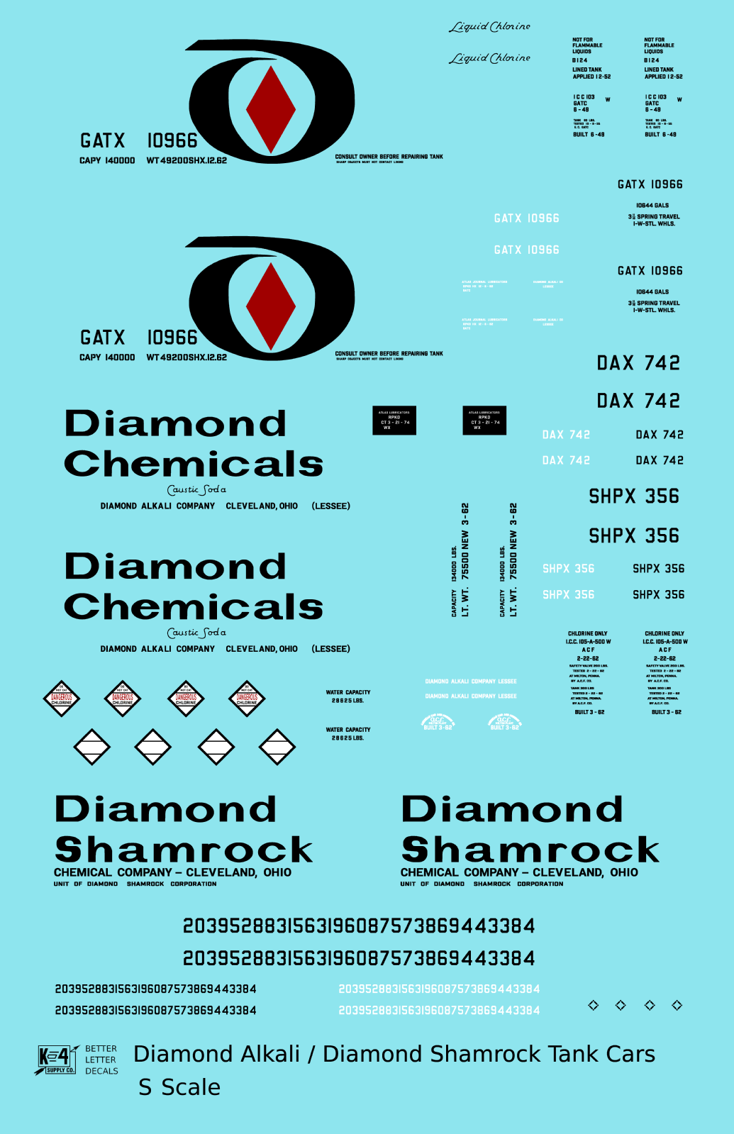 Diamond Alkali Chemicals Tank Car Black and Red Shamrock