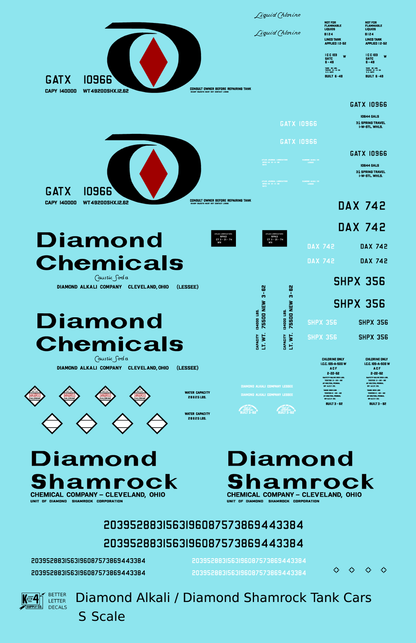 Diamond Alkali Chemicals Tank Car Black and Red Shamrock