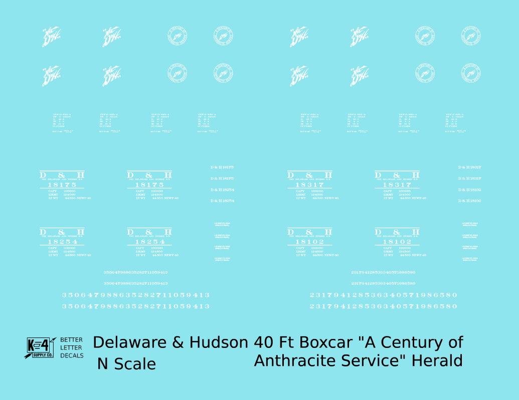 Delaware and Hudson 40 Ft Boxcar White Anthracite Logo