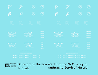 Delaware and Hudson 40 Ft Boxcar White Anthracite Logo