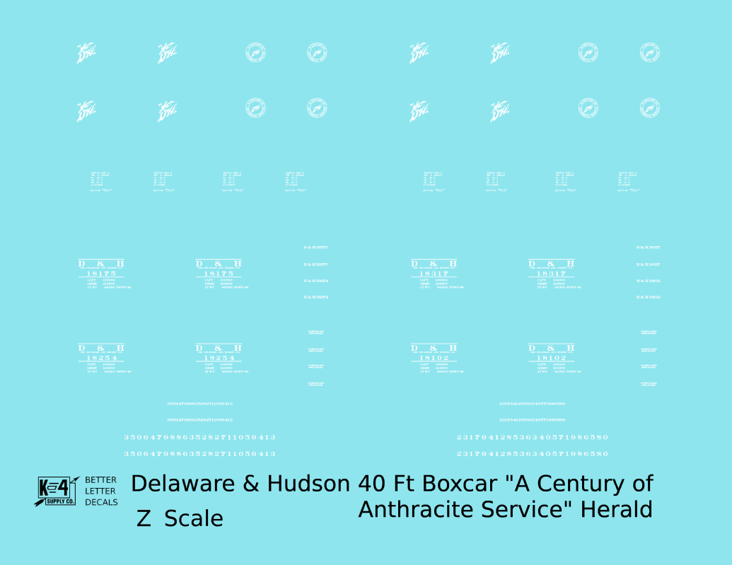 Delaware and Hudson 40 Ft Boxcar White Anthracite Logo