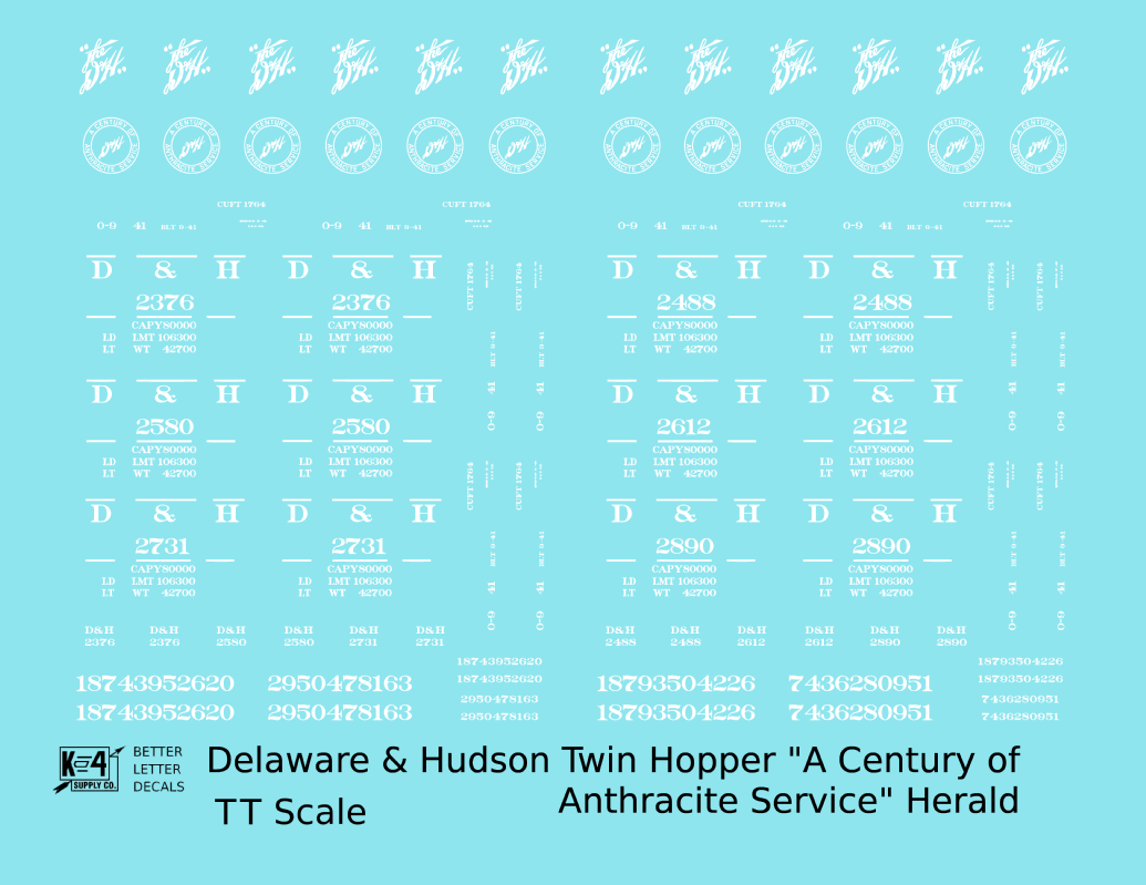 Delaware and Hudson Twin Hopper White Anthracite Logo