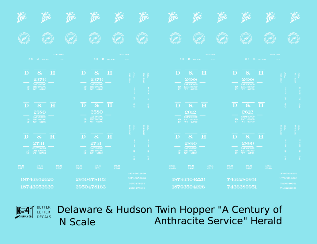 Delaware and Hudson Twin Hopper White Anthracite Logo