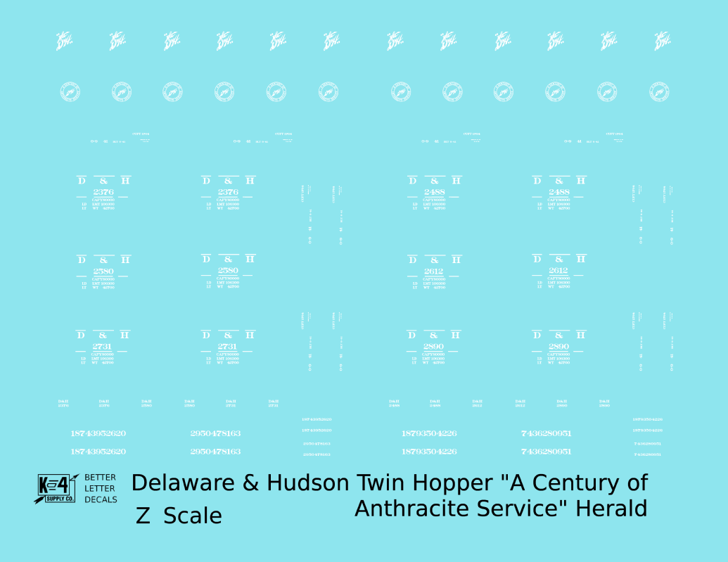 Delaware and Hudson Twin Hopper White Anthracite Logo