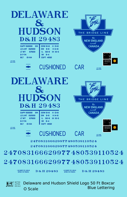 Delaware and Hudson 50 Ft Boxcar Blue
