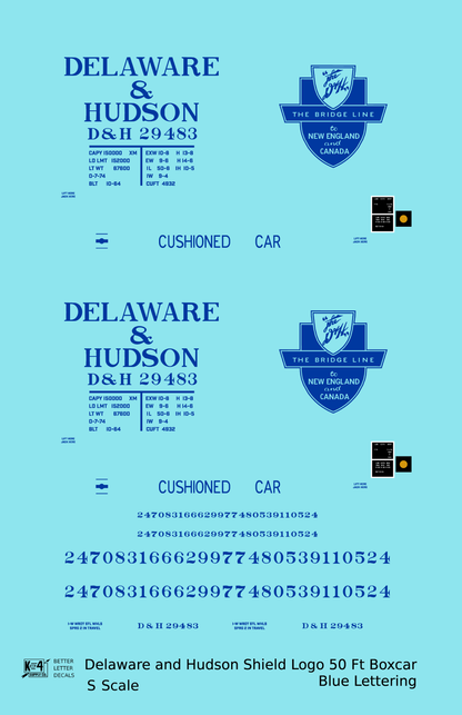 Delaware and Hudson 50 Ft Boxcar Blue