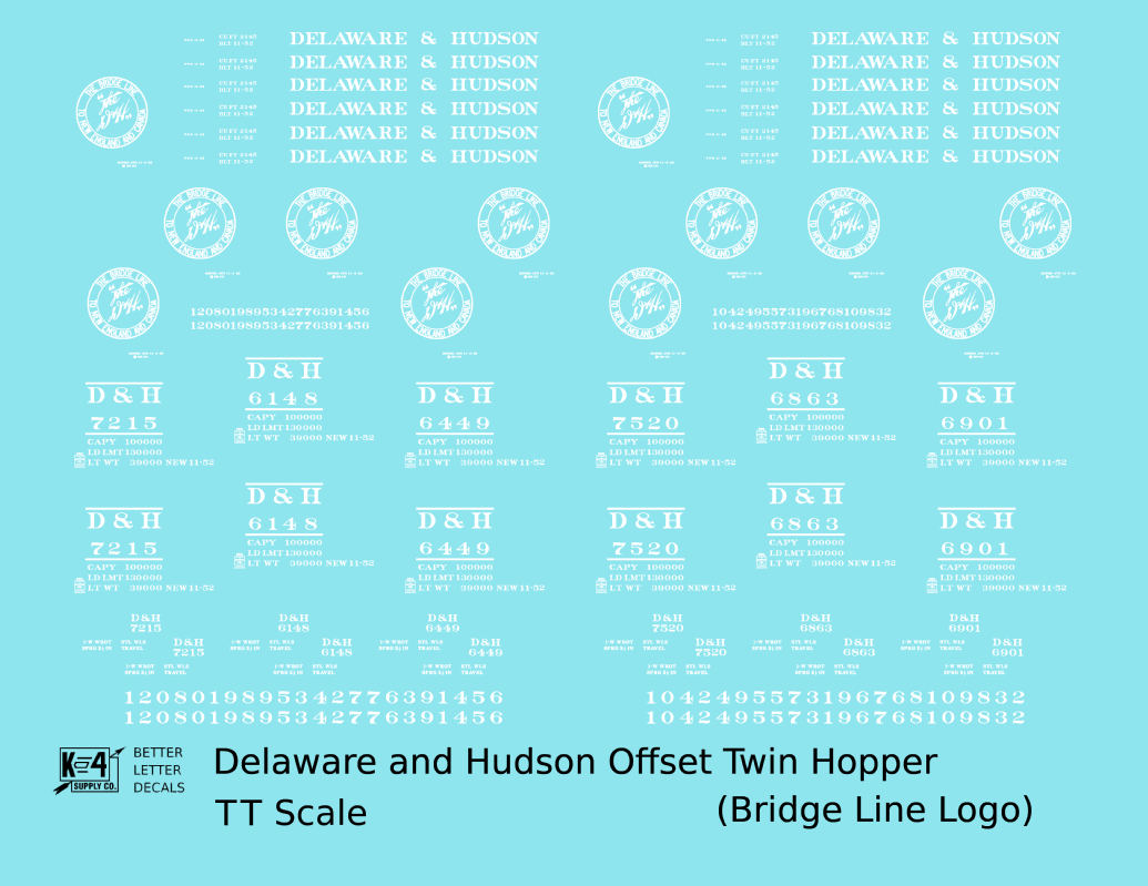 Delaware and Hudson Bridge Line Hopper Car White