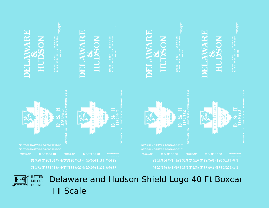 Delaware and Hudson 40 Ft Boxcar White Shield Logo