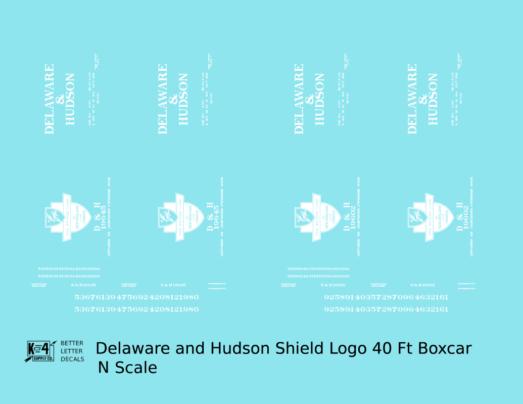 Delaware and Hudson 40 Ft Boxcar White Shield Logo