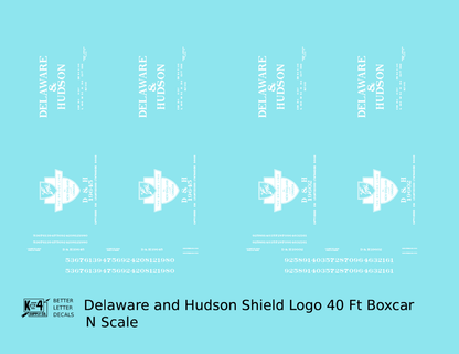 Delaware and Hudson 40 Ft Boxcar White Shield Logo