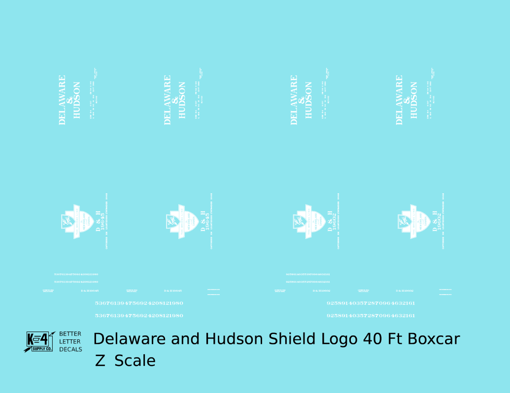Delaware and Hudson 40 Ft Boxcar White Shield Logo