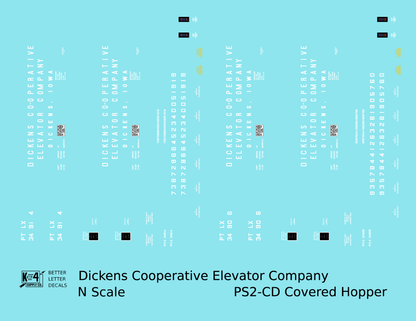 Dickens Co-Op Elevator Co. PS-2CD Covered Hopper White Iowa
