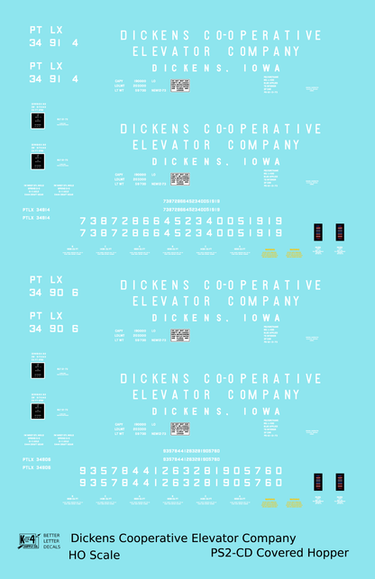 Dickens Co-Op Elevator Co. PS-2CD Covered Hopper White Iowa