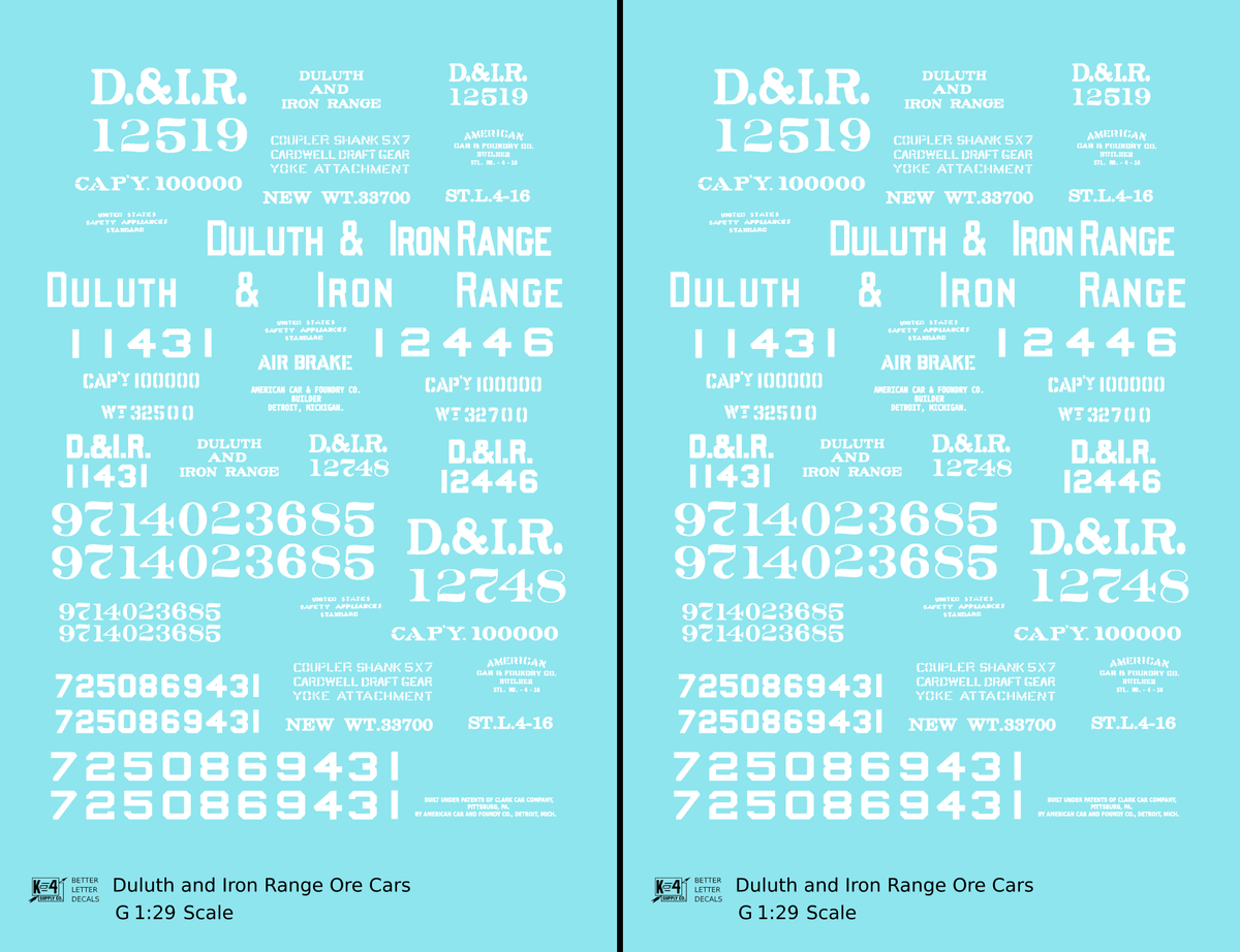 Duluth and Iron Range Ore Hopper Cars White Pre-DMIR Missabe