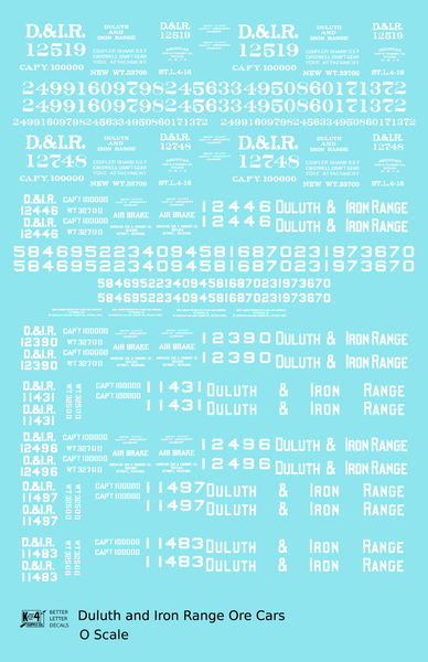 Duluth and Iron Range Ore Hopper Cars White Pre-DMIR Missabe