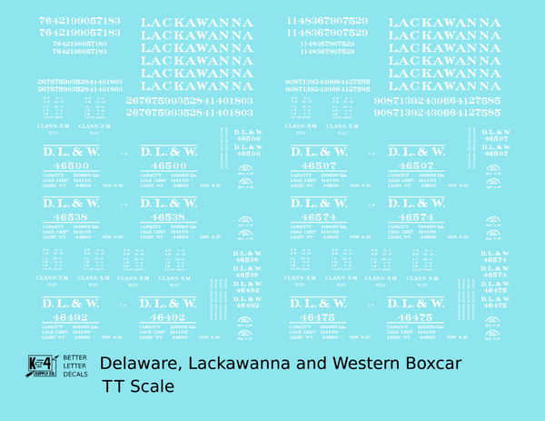 Delaware, Lackawanna and Western Boxcar White DL&W - Decal
