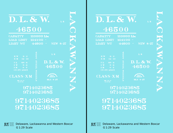 Delaware, Lackawanna and Western Boxcar White DL&W - Decal