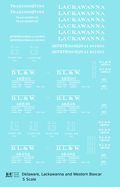 Delaware, Lackawanna and Western Boxcar White DL&W - Decal