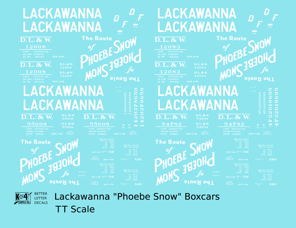 Delaware, Lackawanna and Western 40 / 50 Ft Boxcar White Phoebe Snow