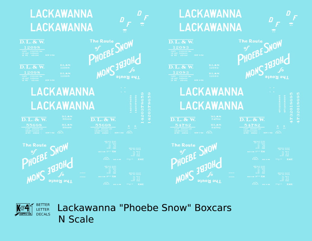 Delaware, Lackawanna and Western 40 / 50 Ft Boxcar White Phoebe Snow