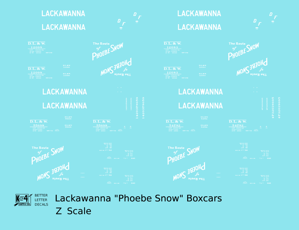 Delaware, Lackawanna and Western 40 / 50 Ft Boxcar White Phoebe Snow