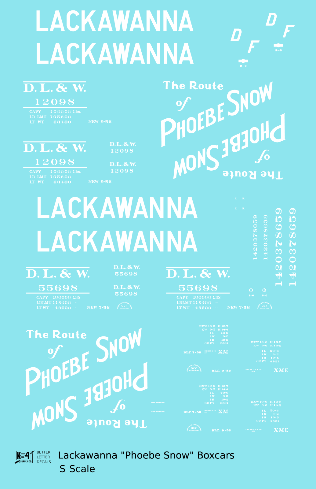 Delaware, Lackawanna and Western 40 / 50 Ft Boxcar White Phoebe Snow