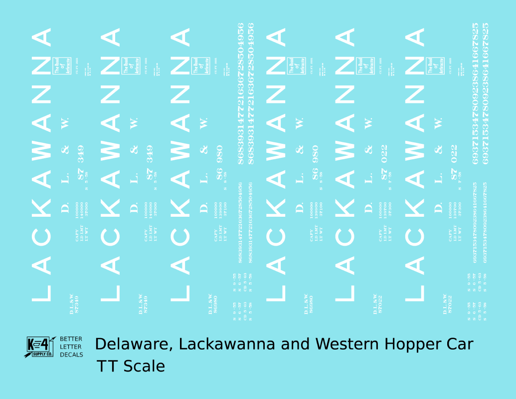 Delaware, Lackawanna and Western 10-Panel Twin Hopper White Big Lackawanna
