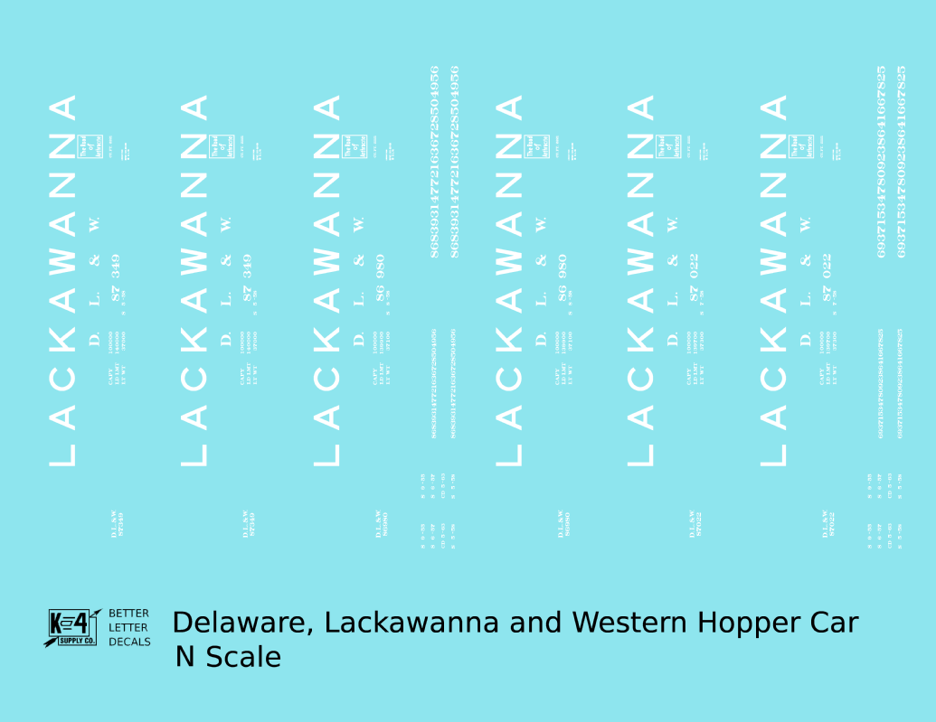 Delaware, Lackawanna and Western 10-Panel Twin Hopper White Big Lackawanna