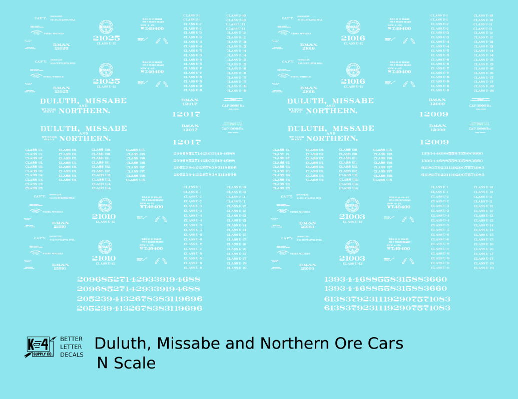 Duluth. Missabe and Northern Ore Hopper Cars White