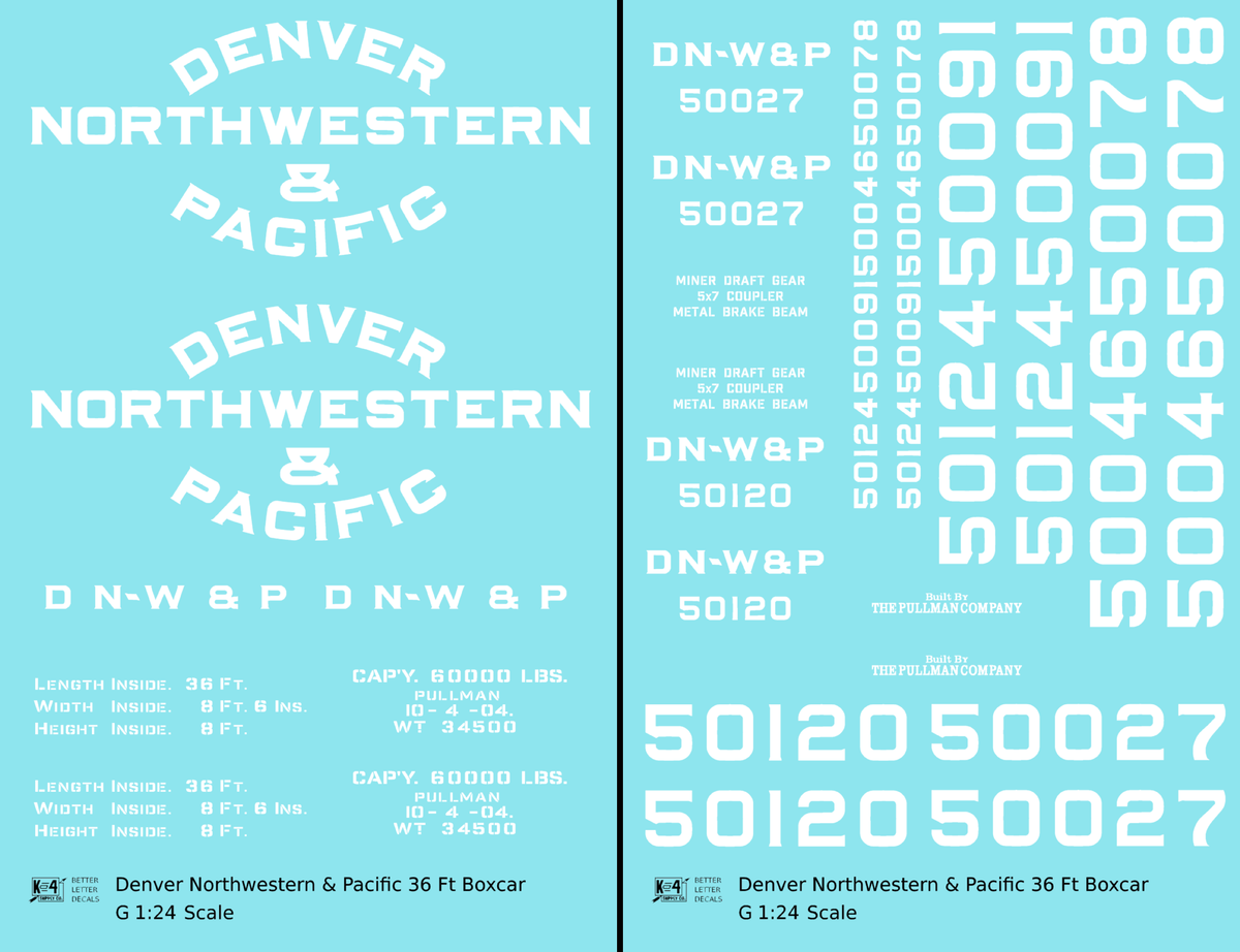 Denver Northwestern and Pacific 36 Ft Wood Boxcar White