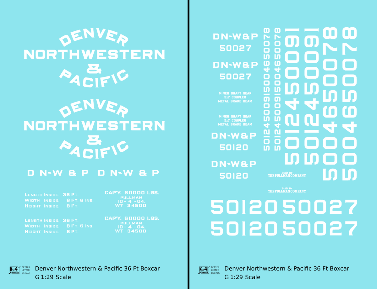 Denver Northwestern and Pacific 36 Ft Wood Boxcar White