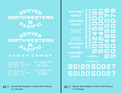 Denver Northwestern and Pacific 36 Ft Wood Boxcar White