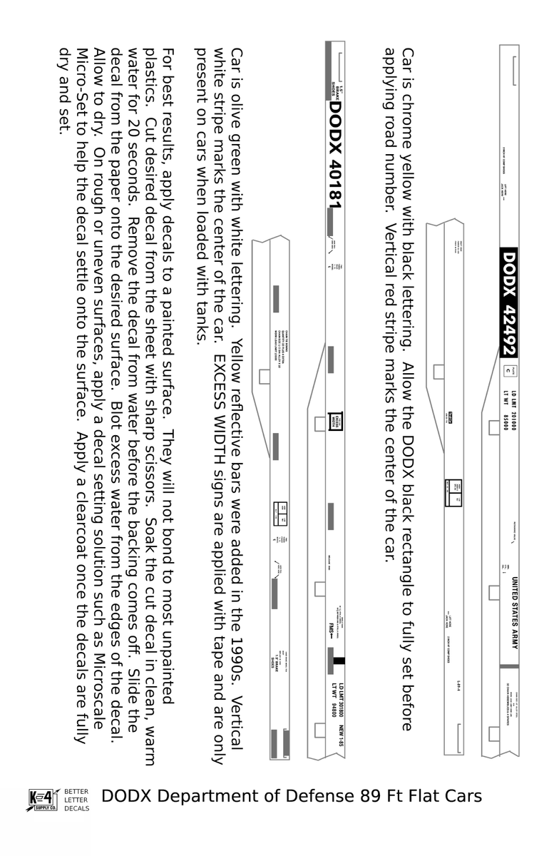 Department Of Defense Army DODX Flat Car - Decal - Choose Scale – K4 ...