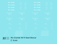 Rio Grande 40 Ft Steel Boxcar White  - Decal - Choose Scale