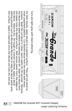 Rio Grande Two Bay ACF Covered Hopper Black Big Lettering - Decal