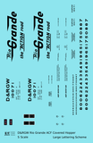 Rio Grande Two Bay ACF Covered Hopper Black Big Lettering - Decal - Choose Scale