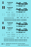 Rio Grande Two Bay ACF Covered Hopper Black Big Lettering - Decal - Choose Scale
