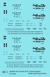 Rio Grande Two Bay ACF Covered Hopper Black Small Lettering - Decal - Choose Scale
