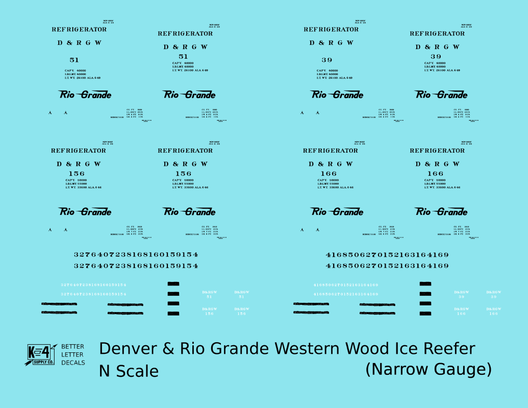 Rio Grande Wood Ice Reefer Black Narrow Gauge