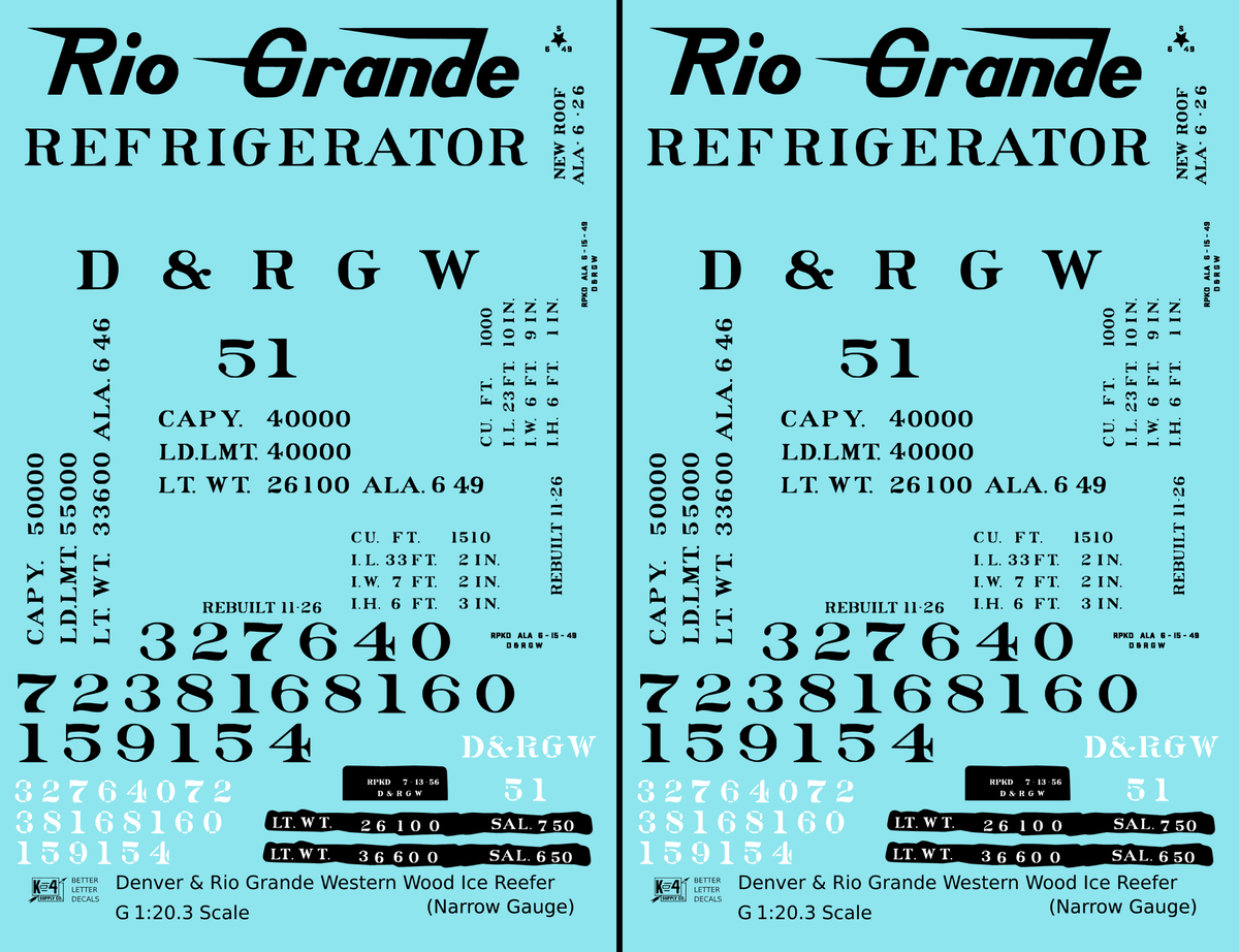 Rio Grande Wood Ice Reefer Black Narrow Gauge