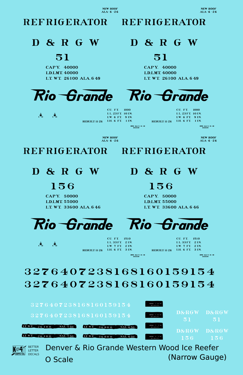 Rio Grande Wood Ice Reefer Black Narrow Gauge