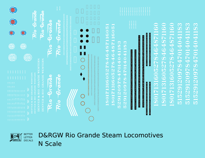 Rio Grande Steam Locomotive White Standard Or Narrow Gauge